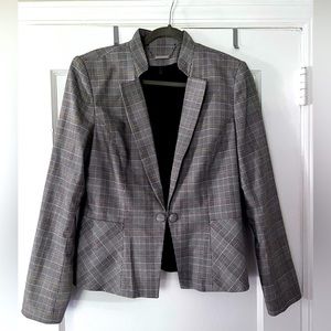 White House Black Market Herringbone Plaid Jacket Size 12